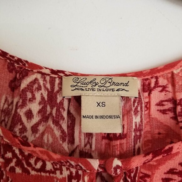 Lucky Brand Paisley Geometric Print Boho Aztec Top - Picture 8 of 8